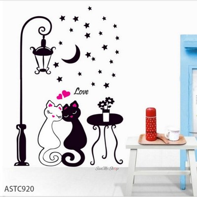 Sale! Stickere decorative, Pisici, Love, Negru, 65x60 cm, ASTC920