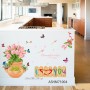 Sale! Stickere decorative, Vaza//flori/fluturi, Verde/mov/roz, 55x86 cm, ASHM71004
