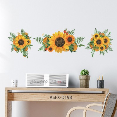 Sale! Stickere decorative, Floarea soarelui, Galben/verde, 50x50 cm, ASFX-D198