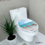 Sale! Stickere decorative, Pe toaleta, Flamingo, Bleu/rosu, 32x39 cm, ASJM911