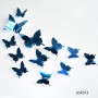 Stickere decorative, Set 12 Fluturi 3D, Efect oglinda, Albastru, ASF013