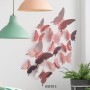 Stickere decorative, Set 12 Fluturi 3D, Efect oglinda, Roz deschis, ASF015