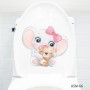 Sale! Stickere decorative, Pe toaleta, Elefant, Alb/roz, 21x24 cm, ASM-66