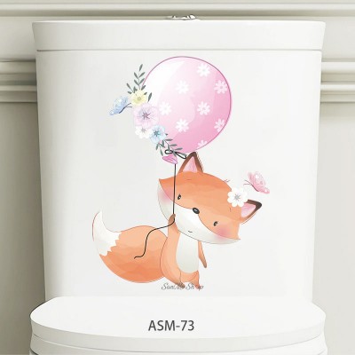 Sale! Stickere decorative, Pe toaleta, Vulpe, Portocaliu, 23x17.5 cm, ASM-73