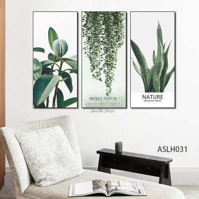 Sale! Stickere set 3 motiv tablouri, Plante verzi, Verde, 58.5x29.5 cmx3, ASLH031