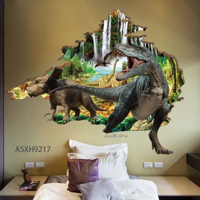 Sale! Stickere decorative, 3D efect, Dinozauri, Maro/gri, 86x100 cm, ASXH9217