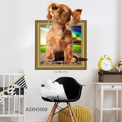 Sale! Stickere decorative, 3D efect,  Câine, Maro, 37x47 cm, ASXH5008