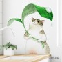 Sale! Stickere decorative, 3D efect, Pisica, Verde/alb, 44.9x40.9 cm, ASFX-B56