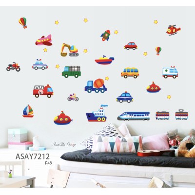 Sale! Stickere decorative, Mașină de jucărie, Multicolor/rosu, 70x90 cm, ASAY7212
