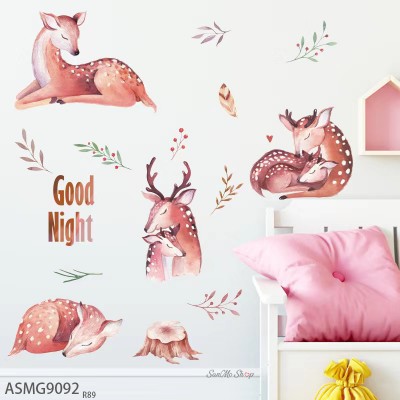 Sale! Stickere decorative, Cerb/ramura de maslin, Roz, 65x98 cm, ASMG9092