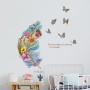 Sale! Stickere decorative, Pană/fluturi/flori, Galben/bleu/roz, 50x60 cm, ASFX-B119