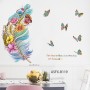 Sale! Stickere decorative, Pană/fluturi/flori, Galben/bleu/roz, 50x60 cm, ASFX-B119