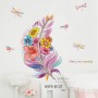 Sale! Stickere decorative, Pană/flori/libelule, Galben/bleu/roz, 50x60 cm, ASFX-B121