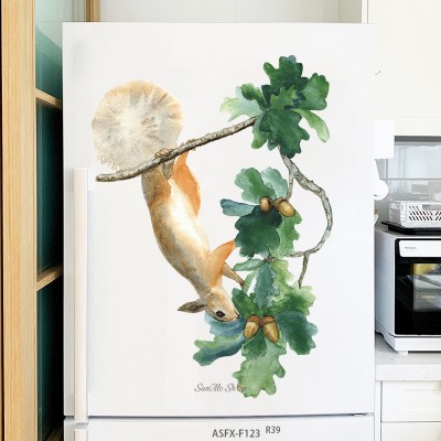 Sale! Stickere decorative, Plante/veveriţă/Ghinde, Verde/maro, 38x28 cm, ASFX-F123