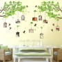 Sale! Stickere decorative, Pasari/plante verzi, photo tree, Verde/bej/negru, 88x176 cm, ASAM914