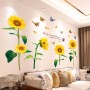Sale! Stickere decorative, Floarea soarelui/fluturi, Galben/verde, 100x110 cm, ASXL8011