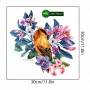 Sale! Stickere decorative, Flori/pasare, Albastru/auriu/roz, 30x30 cm, ASZSZ1193-A