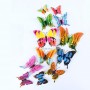 Stickere decorative, Set 12 Fluturi 3D, Roz/galben/bleu, Intre 6 şi 12 cm, ASF002