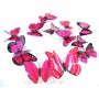 Stickere decorative, Set 12 Fluturi 3D, Mov rosu, Intre 6 şi 12 cm, ASF004