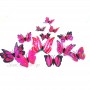 Stickere decorative, Set 12 Fluturi 3D, Mov rosu, Intre 6 şi 12 cm, ASF004