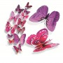 Stickere decorative, Set 12 Fluturi 3D, Mov, Intre 6 şi 12 cm, ASF009