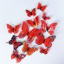 Stickere decorative, Set 12 Fluturi 3D, Rosu, Intre 6 şi 12 cm, ASF010