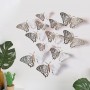 Stickere decorative, Set 12 Fluturi 3D, Efect metalic, Argintiu, ASF025