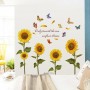 Sale! Stickere decorative, Floarea soarelui/fluturi, Galben/verde, 82x100 cm, ASFX-C42