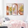 Sale! Stickere set 3 motiv tablouri, Floarea soarelui, Galben, 58.5x29.5 cmx3, ASLH026