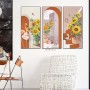 Sale! Stickere set 3 motiv tablouri, Floarea soarelui, Galben, 58.5x29.5 cmx3, ASLH026