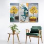 Sale! Stickere set 3 motiv tablouri, Abstract, Elan/copac, Albastru verde/auriu, 58.5x29.5 cmx3, ASLH006