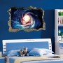 Sale! Stickere decorative, 3D efect, Gaura neagră, Bleu/auriu, 57.5x39 cm, ASFX5403