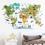 Sale! Stickere decorativ, Harta lumii, Animale, Multicolor, ASFX-C229