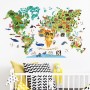 Sale! Stickere decorativ, Harta lumii, Animale, Multicolor, ASFX-C229