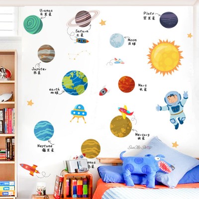 Sale! Stickere decorativ, Planete/astronaut, Multicolor, 82x120 cm, ASFX82076
