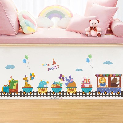Sale! Stickere decorative, Jucărie tren/animale, Multicolor, 30x98 cm, ASMG93-72