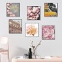 Sale! Stickere decorative, Flori/mașină retro/castel, Roz/alb/galben, Tablouri, ASFX-C188
